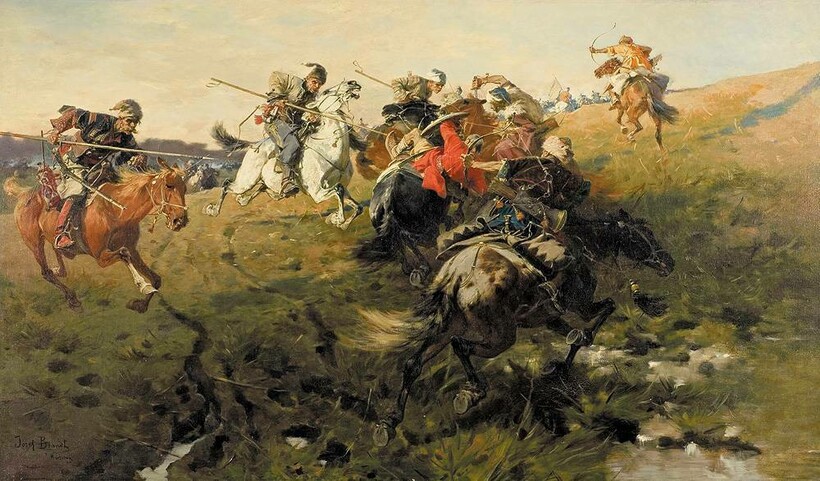 Cossack warriors in battle - continuation of Scythian military tradition
